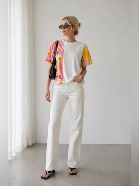 Marni Patchwork Colorblock Floral Panel Top Multicolor Oversized Italy size 40